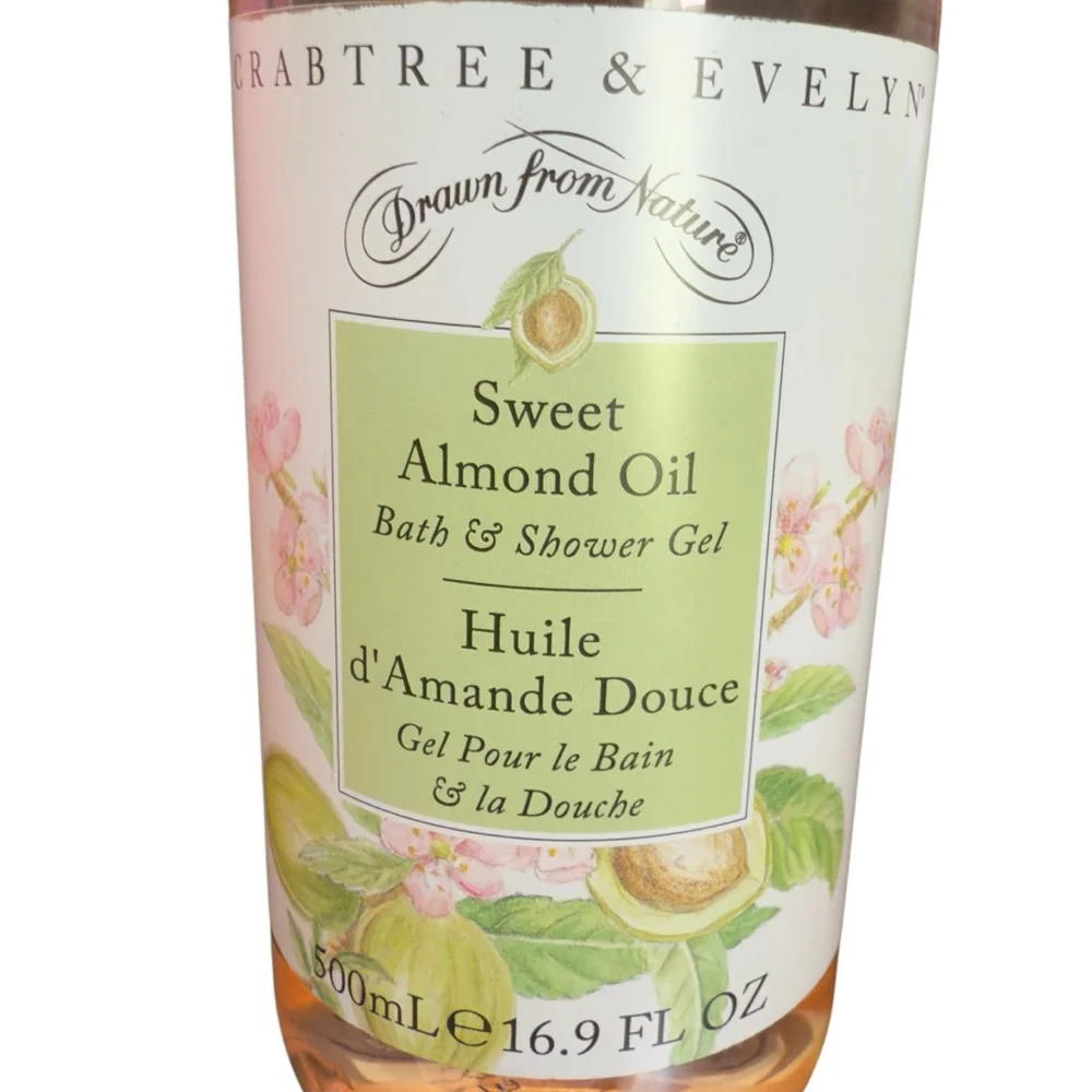Crabtree & Evelyn Sweet Almond Oil Black Cap Bath & Shower Gel Full Size 16.9 oz